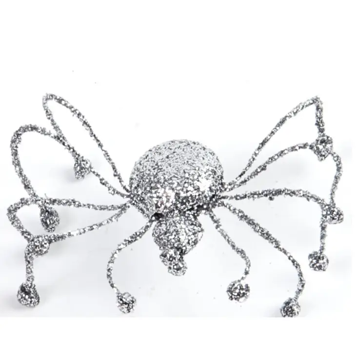 Silver Glitter Spider Ornament